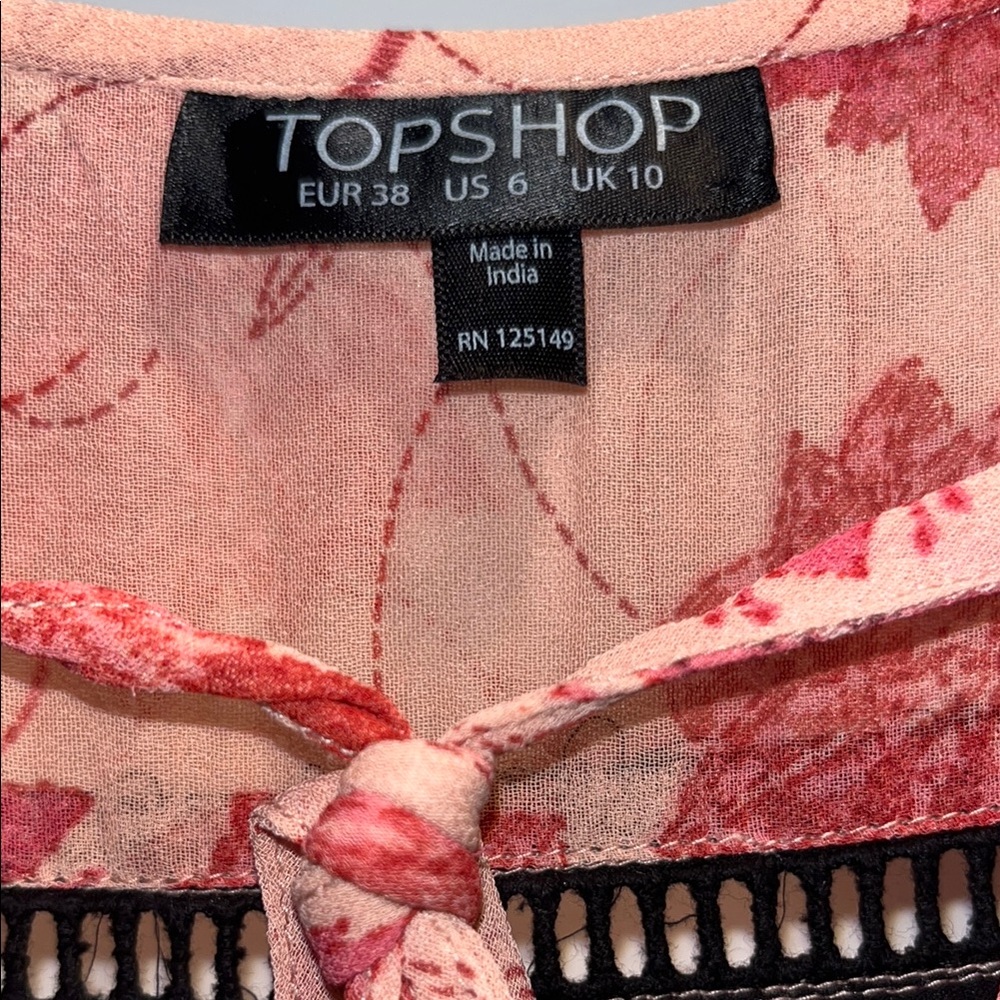 NWOTs TopShop Pink and Black Floral Lightweight Dress  Woman Size 6 - Picture 5 of 13